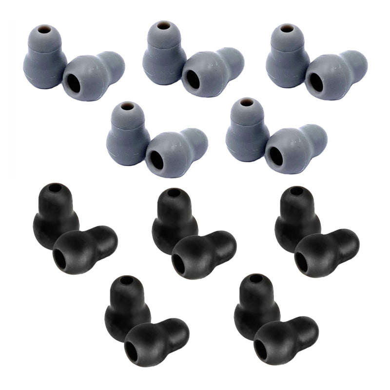[Australia - AusPower] - 10 Pair Soft Silicone Earplugs Earbuds, Replacement Stethoscope Covers Earpieces Compatible with Littmann Stethoscope, 5 Pairs Grey and 5 Pairs Black 20 Grey+black 
