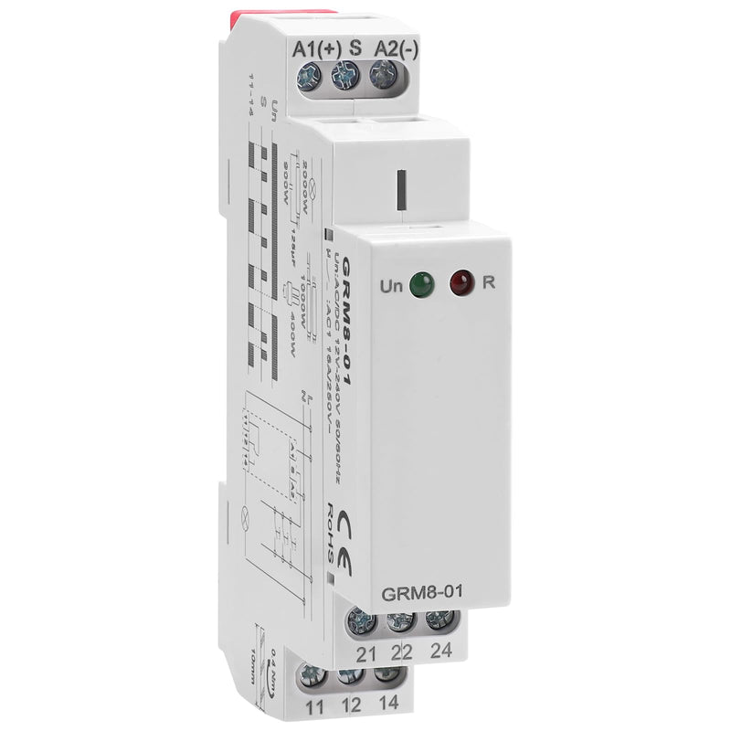 Electronic Impulse Latching Relay, GRM8-01 16A Memory Impulse Relay Wide Range Voltage AC DC 12V to 240V Pulse Relays Din Rail Mounted GRM8-01AC/DC12V~240V