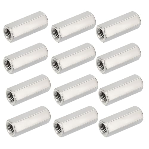 12Pcs Hex Coupling Nuts,1/2-13 UNC 50mm/1.97" Length, 304 SS 12 1/2"-13 x 50mm