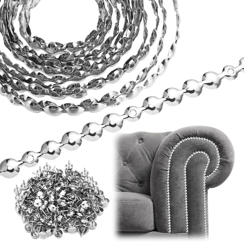 [Australia - AusPower] - Marsui 32.8ft D11mm Upholstery Tack Strip Upholstery Tacks for Furniture Decorative Nail Strips Antique Plated Nailhead Trims Furniture Sofa Decorative Nail Tool for Couch Chair Sofa (Sliver) Sliver 