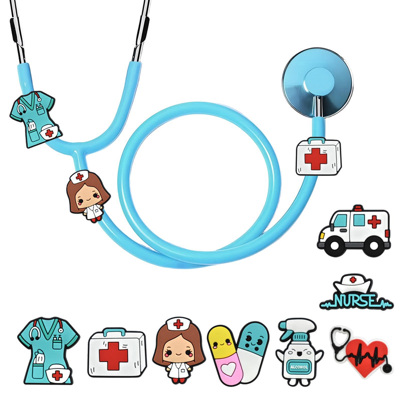 [Australia - AusPower] - 8 Pcs Cartoon Medical Stethoscope Charms for Nurses， Pediatric Stethoscope Real Working Charms Stethoscope Accessories for Doctors, Nurses, Clinicians and Home 