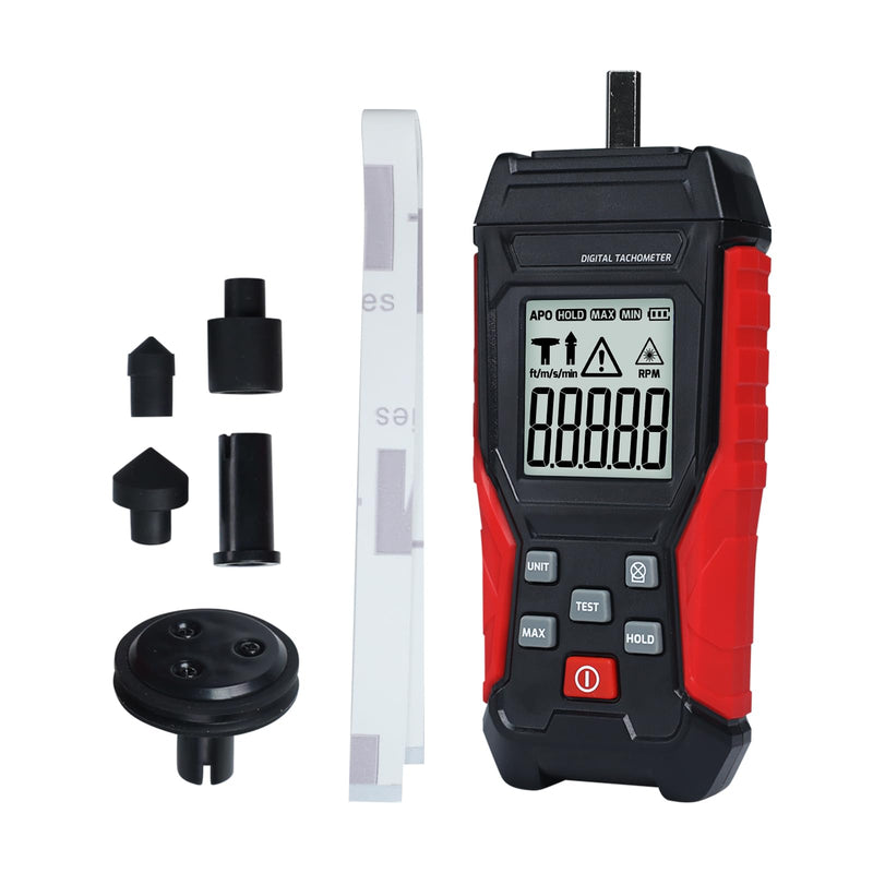 [Australia - AusPower] - 2-in-1 Digital Tachometer, Handheld Contact 3~19999RPM & Non-Contact 3~99999RPM Meter with 4 Probes,Hold Data, RPM Tachometer for Small Engines 