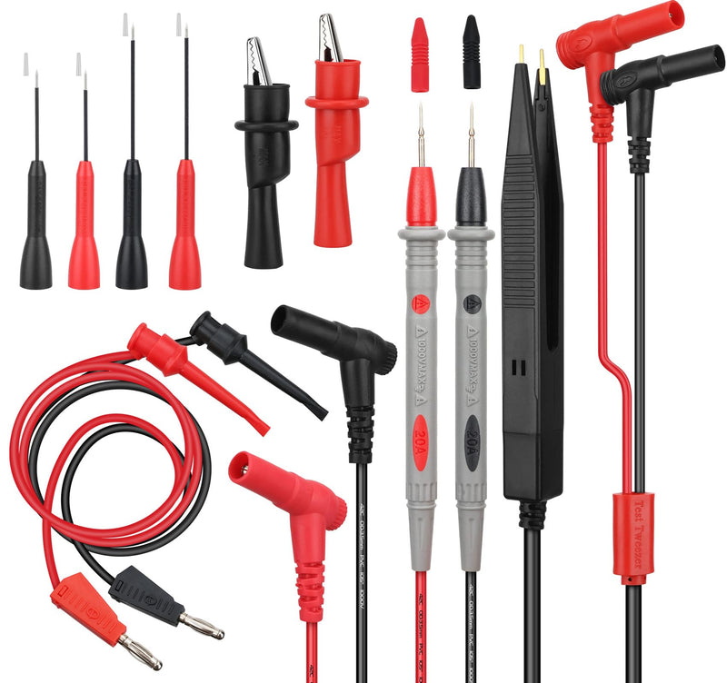 [Australia - AusPower] - SWANLAKE 11-Piece Multimeter Test Leads Set, CAT III 1000V 20A Multimeter Probes with Alligator Clips, Needle Probe, Banana Plug to Hook Clip, Soft Silicone Volt Meter Lead 