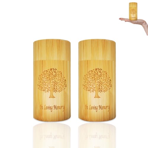 Biodegradable Small Scattering Urns for Human Ashes Adult, Eco Friendly Tubes with Tree of Life Pattern, 1.9''x3.8'', 2 Pcs Small,1.9''x3.8'',2 Pcs