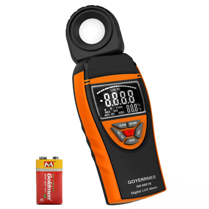 [Australia - AusPower] - Illuminance Light Meter, Digital Lux Foot Candles Meter 0.1~400,000 Lux (0.1~40,000 FC) with 270º Rotatable Detector, Lumen Meter Luxmeter for Indoor Outdoor 