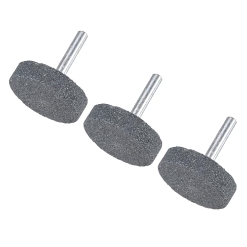 M METERXITY Pack of 3 Whetstones with Attachment 1/4 Inch (6 mm) Shaft Aluminum Oxide Polishing and Grinding Drill for Rotary Tools 1.57 Inch (40 mm) Diameter 80 Grit Tip [Grey] 40mm