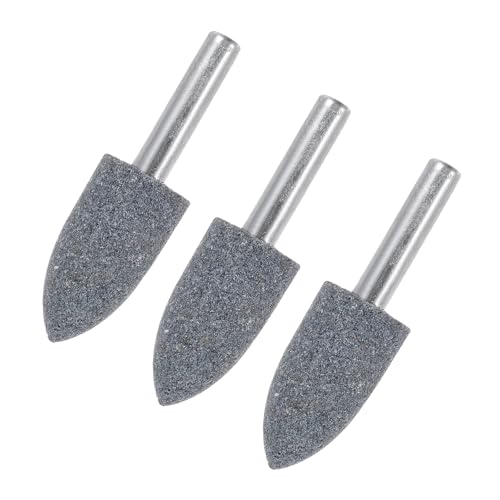 M METERXITY Pack of 3 Whetstones with Attachment 1/4 Inch (6 mm) Shaft Aluminum Oxide Polishing Sanding Bits for Rotary Tools 0 63 Inch (16 mm) Diameter 80 Grit Tip [Grey] 16mm