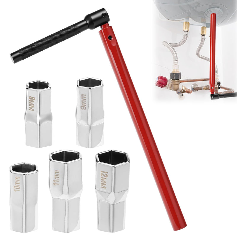 QWORK 8-13 mm Adjustable Tap Key Set, Tap Wrench with Interchangeable Sockets, Tap Wrench