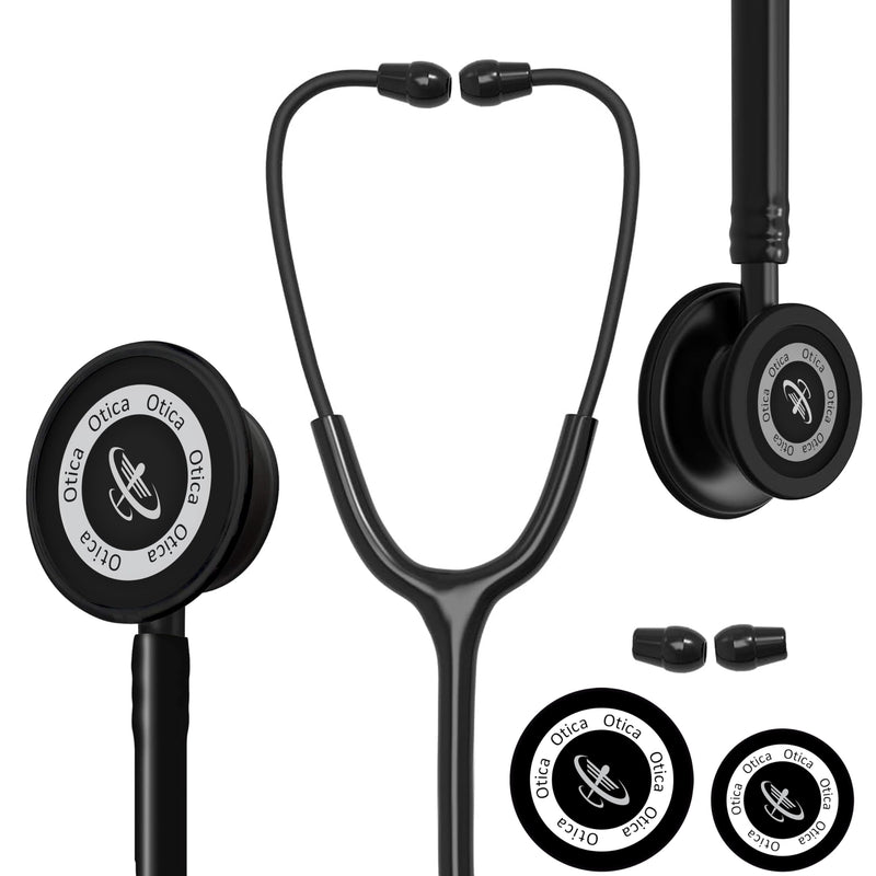 [Australia - AusPower] - Black Stethoscope For Doctors and Medical Students Black Tube, Double-Side Chestpiece 