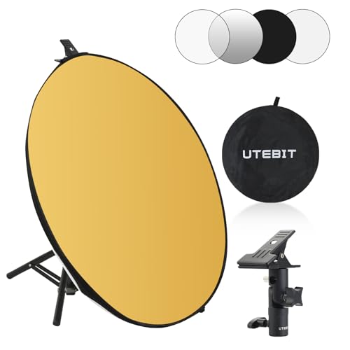 UTEBIT 24"/60cm Reflector Photography with Stand, Include Light Clamp & Bag 24 inch