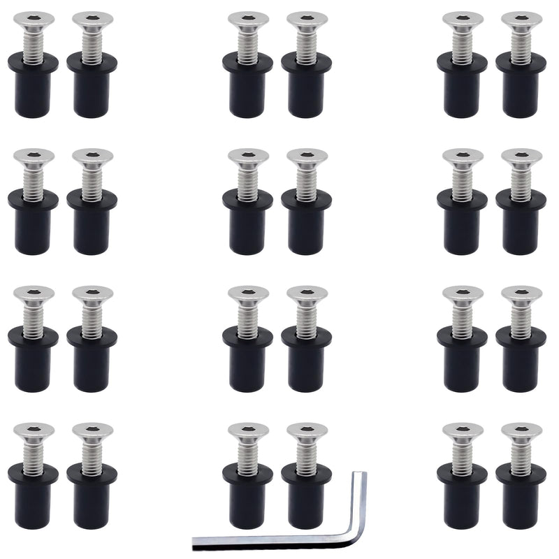 [Australia - AusPower] - 24 Pairs of M5 Neoprene Well Nut M5 x 25mm Stainless Steel Hex Socket Bolts Well Nuts Kit for Kayak Motorcycle Windscreen Accessories,Neoprene nut Contains Brass Nuts Copper nut Black 24 Pairs M5 Neoprene Well Nuts 