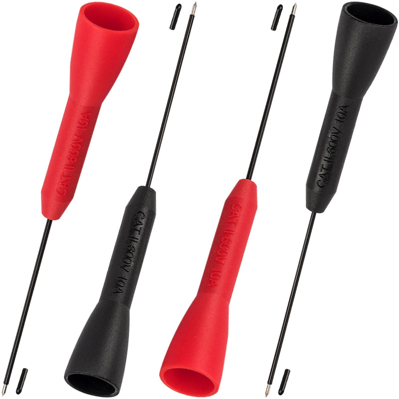 [Australia - AusPower] - 4 Pack Multimeter Test Probes, 2mm Needle Non-Destructive 600V/10A Multimeter Probes, Insulated Electrical Leads for Leads tl71 tl75- Black & Red Black & Red,4pcs 