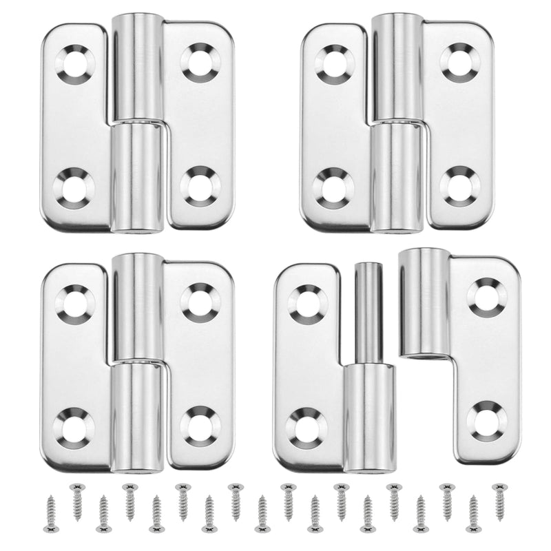 [Australia - AusPower] - 4 Pcs 1.5 Inch Stainless Steel Lift Off Hinges, Detachable Small Slip Joint Flag Hinges with Screws for Wooden Metal Doors Cabinet Doors Metal Boxes (Left Handed) 