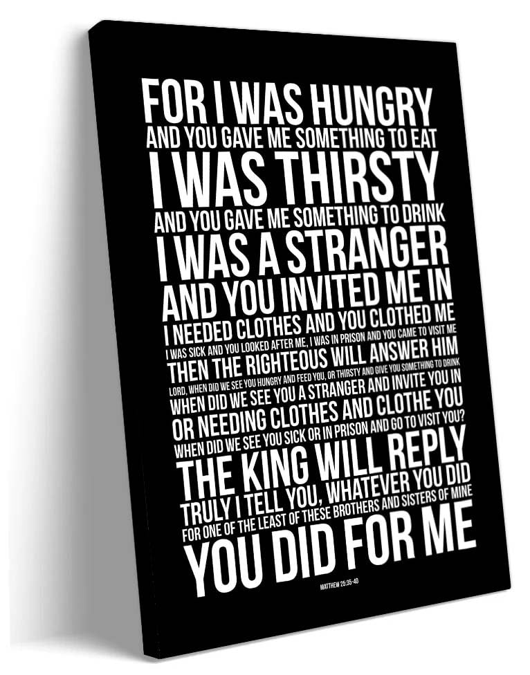 Lnzinro Matthew 25 Bible Verse Wall Art Prayer Poster Modern Framed Christian Quote Wall Decor Scripture Poster for Living Room Decor 12x18 inches 18"L x 12"W