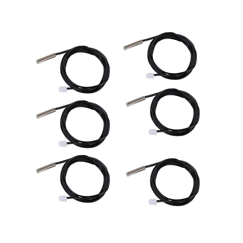 [Australia - AusPower] - 10K Temperature Sensor Probe 6pcs 1 Meter Waterproof Temp Sensor Probe Stainless Steel 3950 NTC Temp Sensor Probe Digital Temperature Transmitter Extension Cable 
