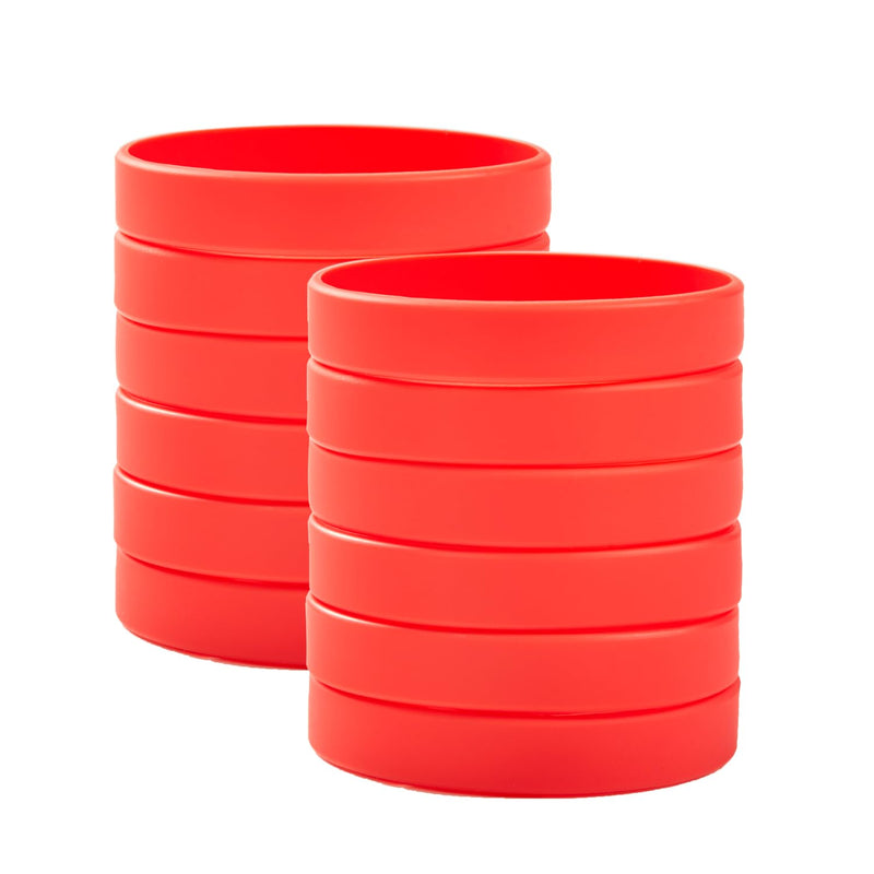 [Australia - AusPower] - Wholesale 12pcs/pack Single Colors Silicone Wristbands Rubber Bracelets for Training,Parties,Events,Sports and for Office Supplies File 12pcs/Red Adult/8“ 