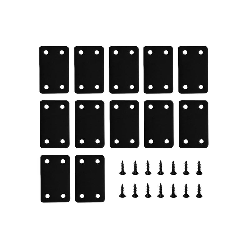 [Australia - AusPower] - 12 Pcs Black Metal Flat Straight Brace Bracket, 2.4 x 1.5 Inch Joining Fixing Brackets, Flat Fixing Corner Brace Plates for Tables, Cabinets, Bookshelves 