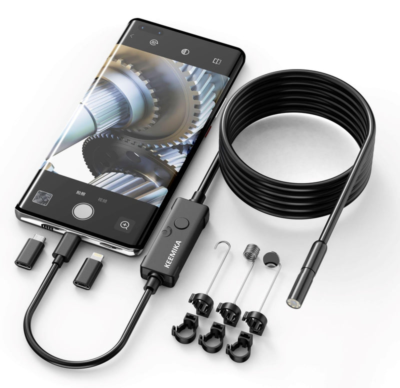 [Australia - AusPower] - 1920P HD 9.84FT Endoscope Camera with Light, USB Type C Borescope, Pipe Semi-Rigid Snake Cable, Scope Camera with 8 LED Lights for Android and iOS Smartphones, iPhone, iPad, Samsung. KEEMIKA Single-Lens 9.84FT 