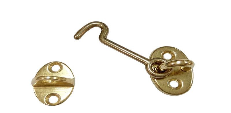 QCAA Forged Brass Cabin Hook Latch & Eye, 3", Vibrated Brass, 8 Pack, Made in Taiwan 8pack(3") Vibrated Brass (3")