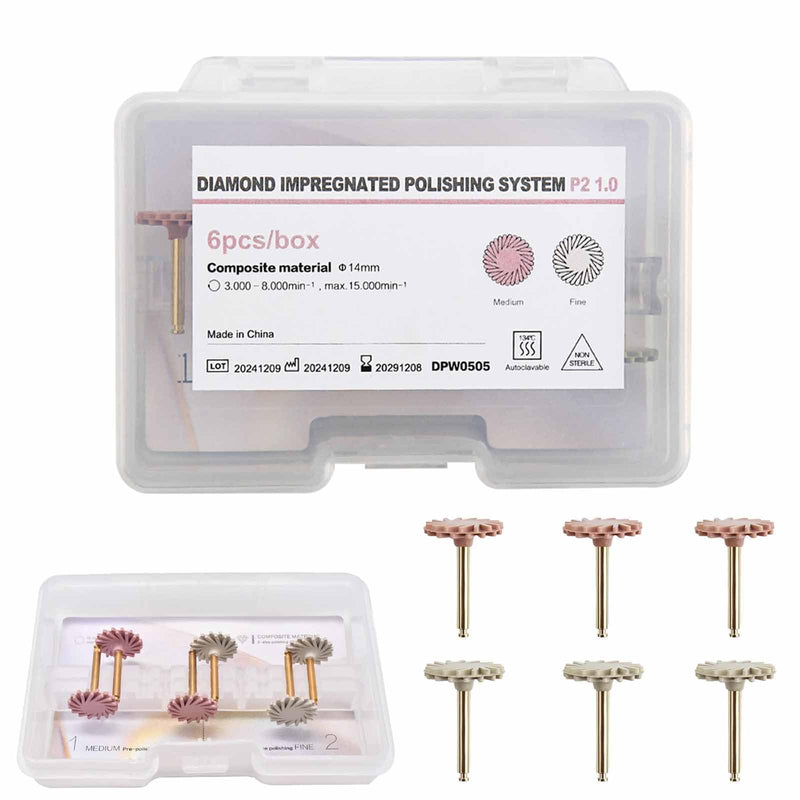 [Australia - AusPower] - Dental Composite Resin Polishing P2 Disc Polisher Wheels Diamond 2-Step Polishing System 14mm Wheel Kit Spiral P2 1.0 