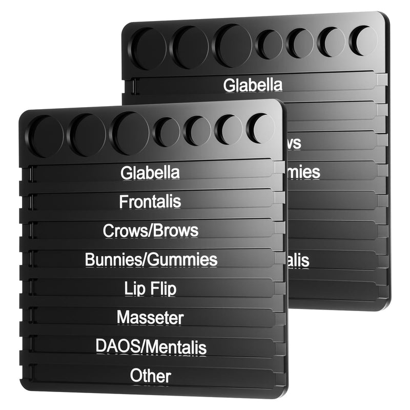[Australia - AusPower] - Chunful 2 Pcs Aesthetic Practitioner Syringe Tray with 8 Slots Label Vial Holder Tray Combination for Aestheticians and Nurses Syringe Storage Organizer Black 