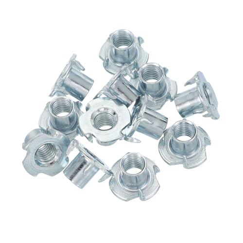 PATIKIL M12 zinc-plated steel T-nuts, 4-pronged tee blind threaded inserts for wood furniture and cabinetry