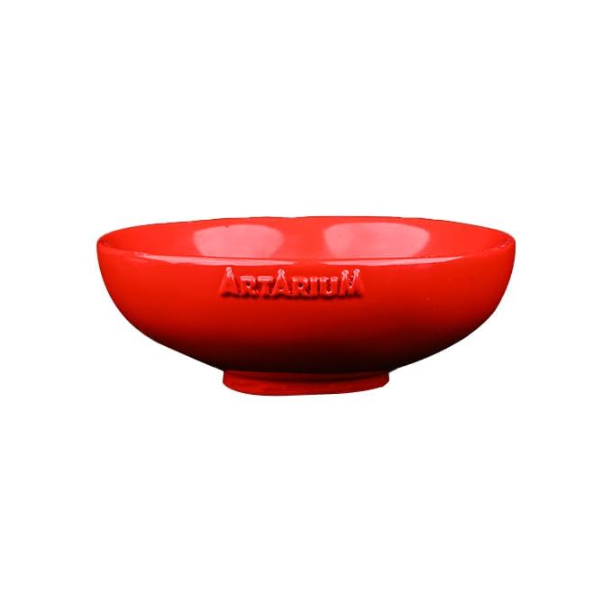 Artarium Handcrafted Red Incense Stick Holder 4 Inch, Resin Agarbatti Stand & Ash Catcher Bowl, Incense Burner for Home Temple, Prayer Room, Meditation Altar, Yoga Decor & Spiritual Gift