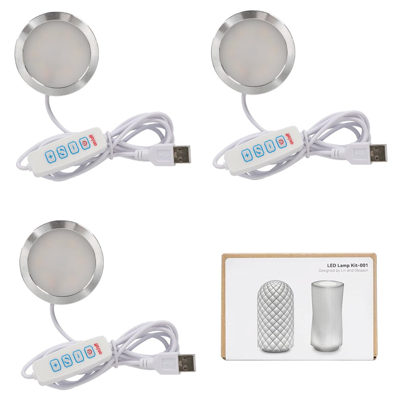 [Australia - AusPower] - 3PCS LED Lamp Kit 001 Three Colors for Bambu Lab H2D/X1/P1P/A1 mini Makerworld for anycubic Makeronline 3D Printer Light DIY Hardware Model Spare Parts 5V USB Powered, 3000K Warm Light 3PCS LED Lamp Kit 001 