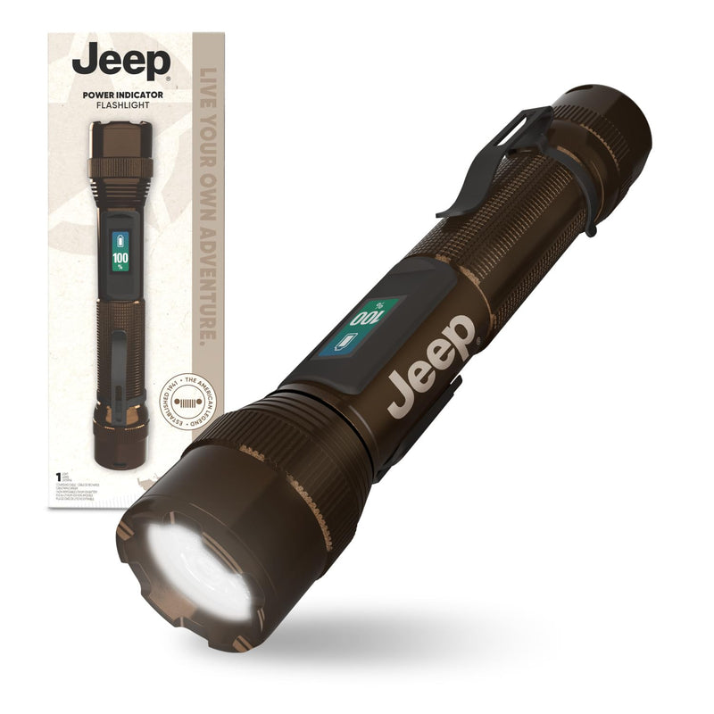 Energizer Jeep Power Indicator Rechargeable LED Flashlight, 1,000 Lumens, Rechargeable Flashlight with Trail-Ready Construction and Easy-to-Read Digital Power Indicator Display Power Indicator Flashlight