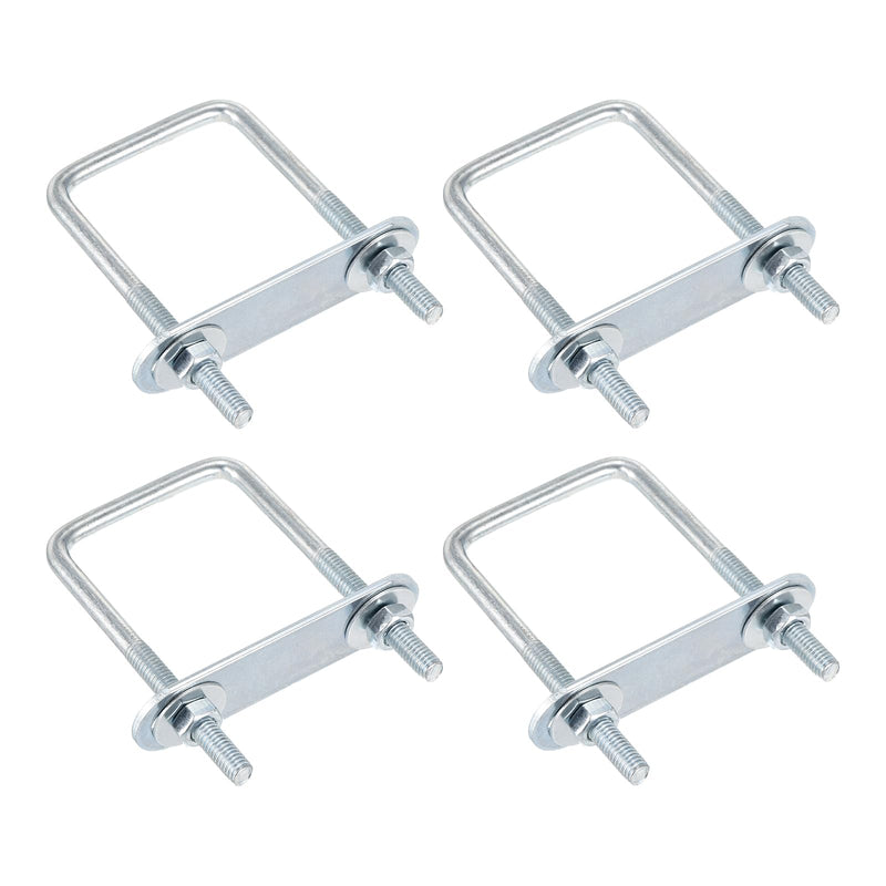 [Australia - AusPower] - M6x42x80mm U Bolts Square Kit - 4Set - Carbon Steel U-Bolt Kit with Nuts, Washers, Frame Plate - Good for DN42 Pipe, Trailer, Automotive, Leaf Spring Fastener M6x42x80mm DN42 4 