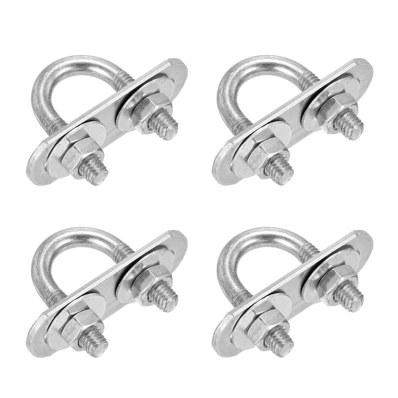 [Australia - AusPower] - M6x16x34mm U Bolts Round Kit - 4Set - 304 Stainless Steel U-Bolt Kit with Nuts, Washers, Frame Plate - Good for DN8 Pipe, Trailer, Automotive, Leaf Spring Fastener M6x16x34mm DN8 Silver tone 4 