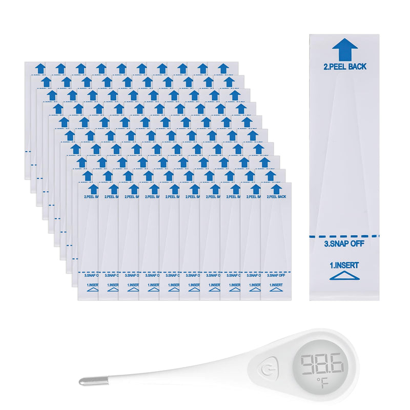 [Australia - AusPower] - 100 Pack Thermometer Probe Covers Compatible with Vicks - Disposable Thermometer Sleeves, Convenient to Use and Enhance Comfort, Clear Temperature Sheath Sleeves for Oral and Rectal 