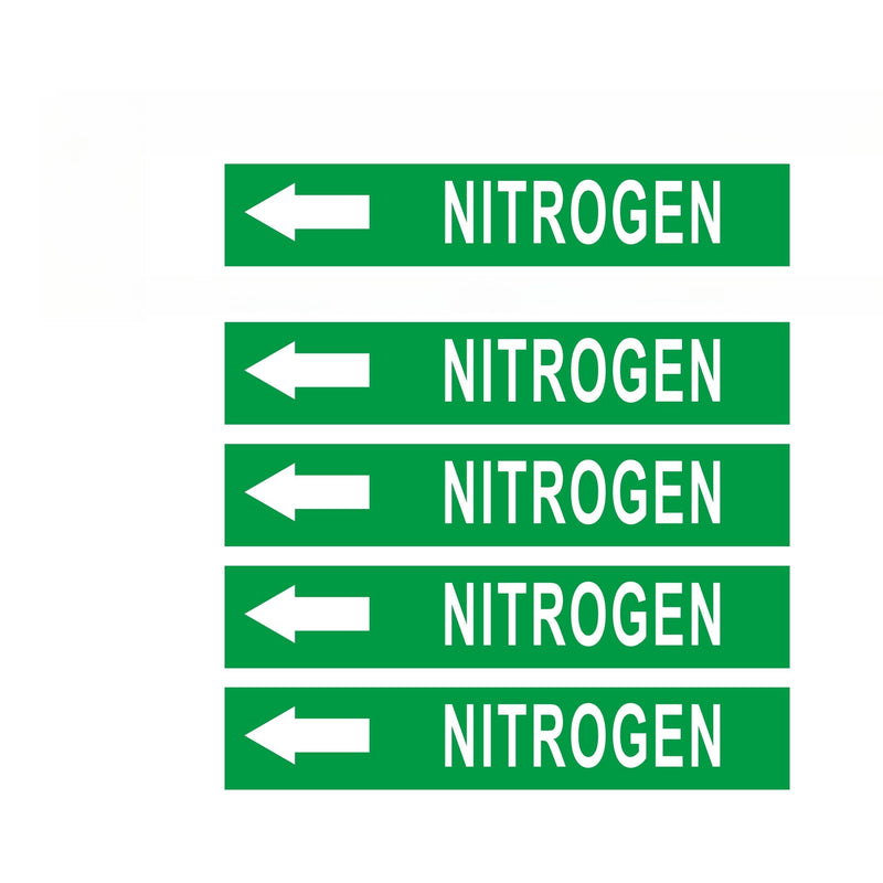 Pipe Flow Markers Label Stickers with Arrows 20 Packs 1-3/5 x 8 Inch Self-Stick Pipe Identification Marking Labels, Nitrogen Left-Pointing Arrow Nitrogen - Left