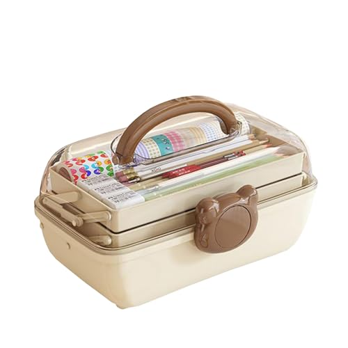 Hair Accessories Storage Box, Bear Organizer Box, 3 Layers Multipurpose Organizer, Jewelry Box, Plastic Hair Ties Holder Hair Clips Container (Brown) Brown