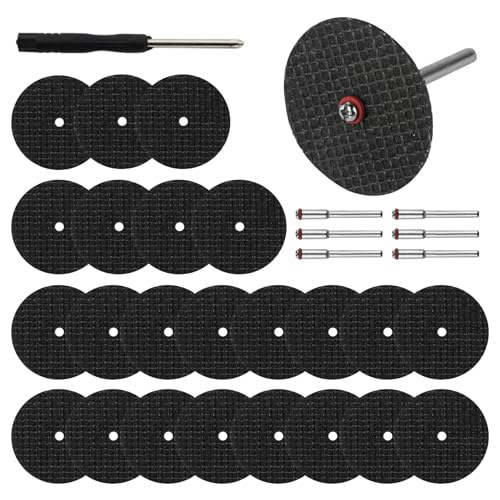 Cutting Discs Set of 60 32 mm for Rotary Tools | Cutting discs for metal steel with 6 pieces 3 mm mandrels accessories