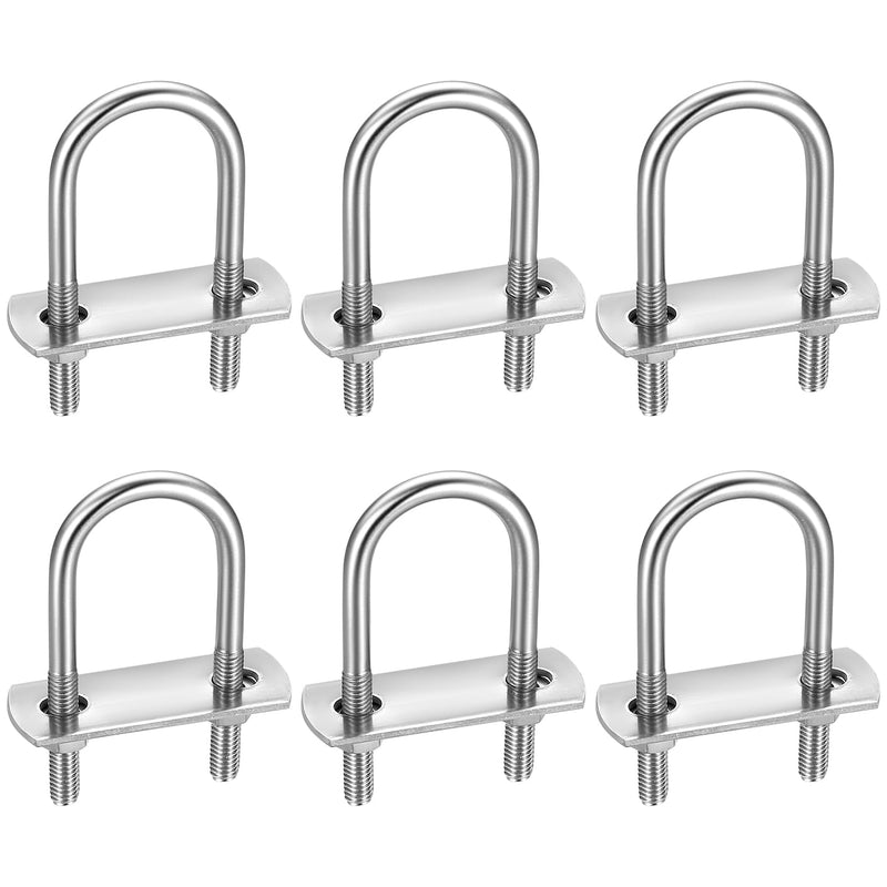 [Australia - AusPower] - 6 Pack Round U-Bolts, Stainless Steel U-Bolts with Frame Plates and Nuts, 1"/25mm Inner Width 2.75"/70mm Length, U Shaped Bolt for Automobiles Trailer, Ski Boat, Sailboat(Round, 1"/25mm) Round, 1"/25mm 