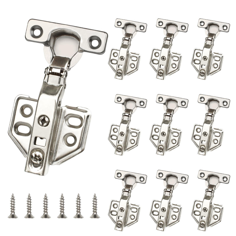 10 Pcs 26mm Frameless Soft Close Cabinet Hinge 90 Degree Full Overlay Kitchen Door Hinge Concealed Kitchen Cupboard Hinges Cupboard Door Hinges with Screws 10
