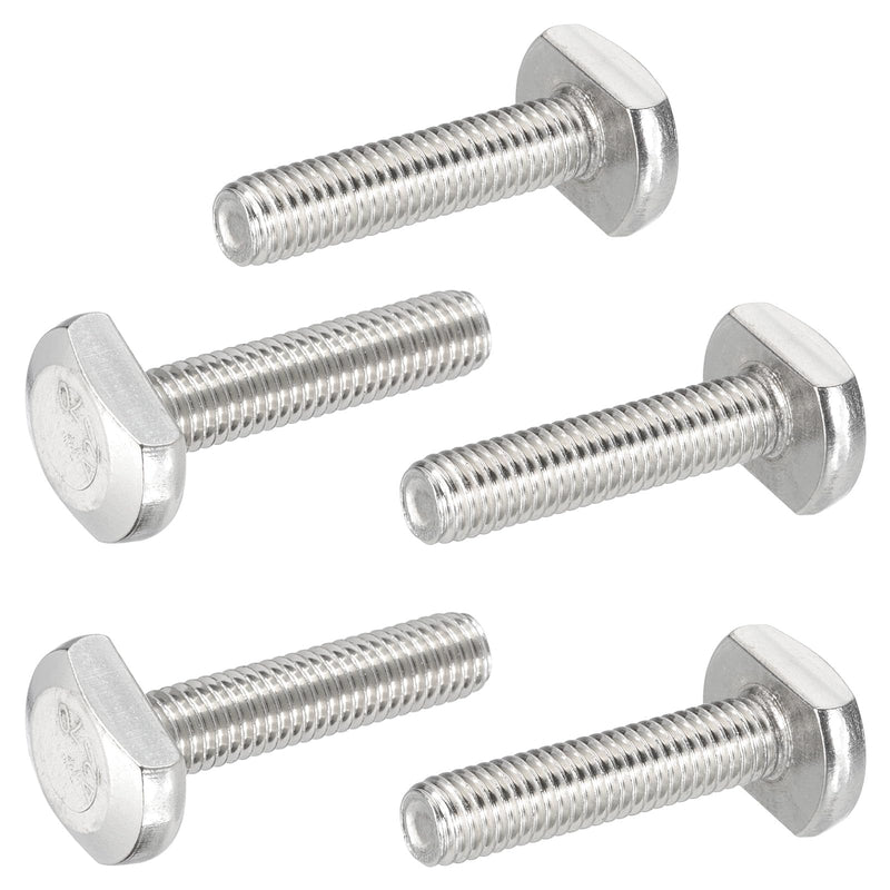 [Australia - AusPower] - PATIKIL M8 x 35 mm T Slot Bolts, 5 Pcs 304 Stainless Steel Drop-in Bolt T Shape Stud Sliding Screw Metric Thread Hammer Head Bolt for T Track, Silver M8x35mm 