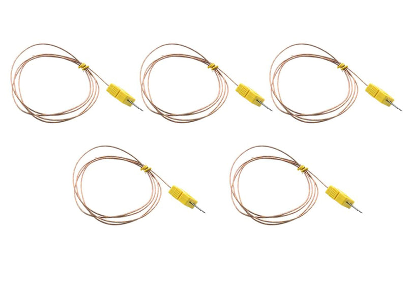 [Australia - AusPower] - K-Type Thermocouple Probe Sensor - High Accuracy Mini Connector with 1M (3.28ft) Cable, Wide Range -58°F to 899°F (-50°C to 482°C) - 5 Pack (1M) 