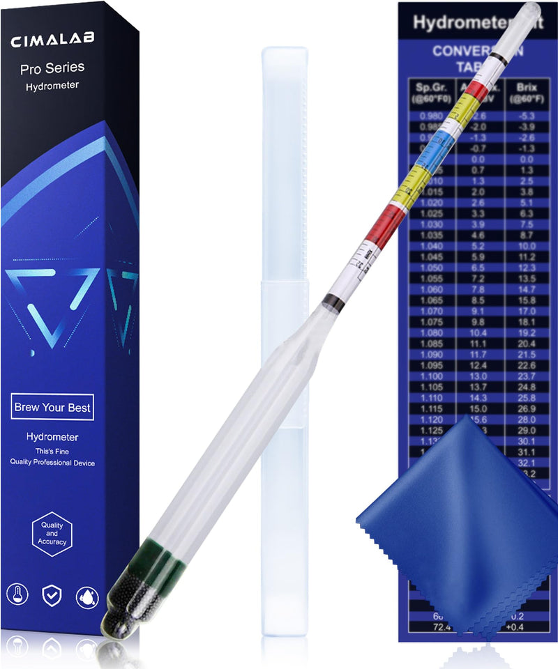 [Australia - AusPower] - CIMALAB Triple Scale Hydrometer, Specific Gravity Hydrometer for Wine Making, Mead, Kombucha & Beer, Mead Making Kit, ABV Tester, Brix Tester, Hydrometer Alcohol Tester for Wine Making Supplies 