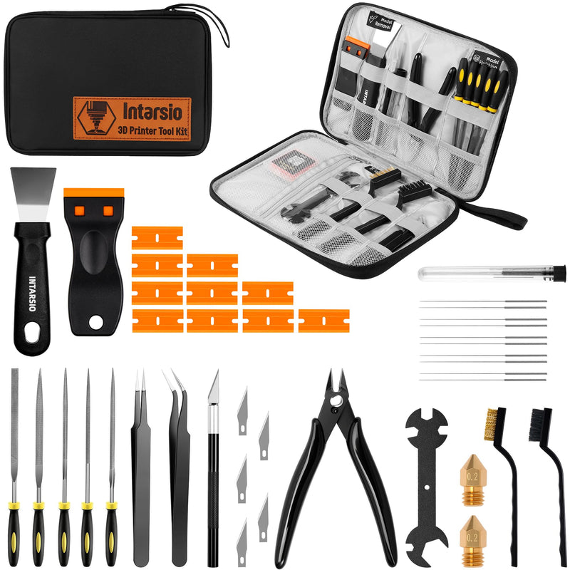 [Australia - AusPower] - 3D Printer Tools Kit, 34pcs 3D Printer Accessories for All FDM/SLA Printers Includes Nozzle Cleaning, Removal Scrapers, Finishing Tools, 5 Types of Files,Brushes, Wire Cutter, Engraving Knife All-purpose Kit 