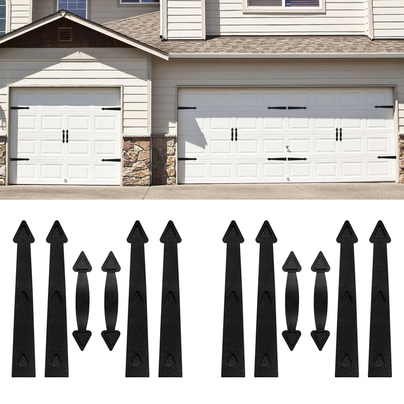 Magnetic Garage Door Hardware,Garage Door Magnetic Decorative Hardware 8 Hinges + 4 Handles for Iron Door,Easy Install,Durable & Waterproof (Classics Style,2 Pack) Traditional