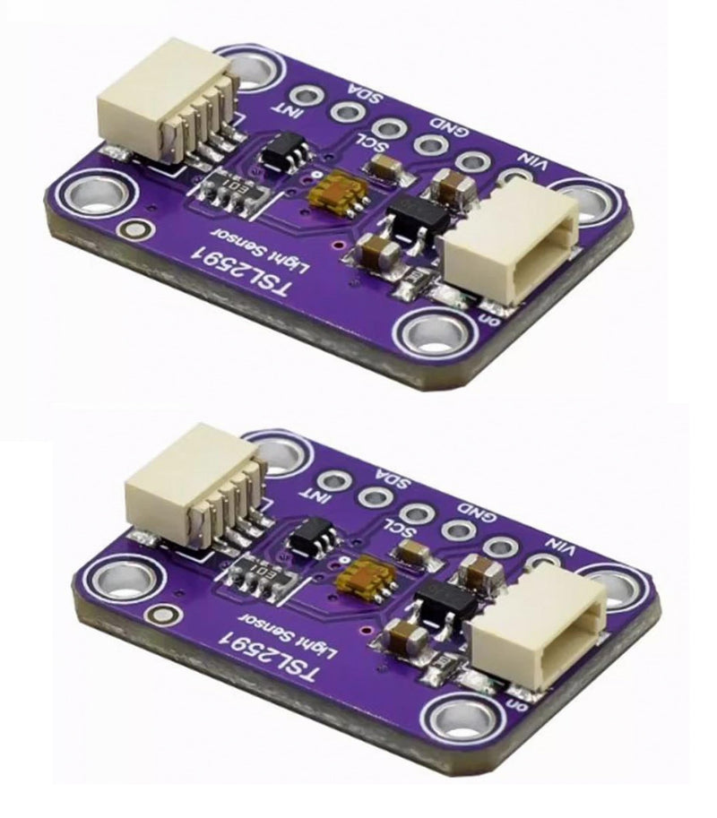 [Australia - AusPower] - 2pcs TSL2591 High Dynamic Range Digital Light Sensor Breakout Module Purple Board - 600,000,000:1 Ratio, Dual-Spectrum Visible/IR Detection, I2C Interface for QWIIC & Arduino 