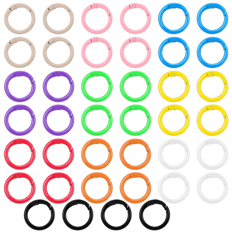 [Australia - AusPower] - 40 Pcs 10 Colors Round Spring O Rings, Metal Trigger Snap Clip Keyring Buckle Hooks O Rings Buckles Round Keychain Clip Trigger Spring Snap Clips for Keychains DIY Accessories 