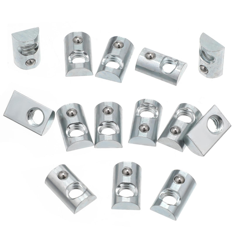 [Australia - AusPower] - 20 Packs T-Nuts 1/4-20, 1/4-20 Steel Roll in T-Nuts with Ball Spring, Threaded T Slot Nuts Accessory Hardware for 10 Series Aluminum Extrusion Profiles Rail 