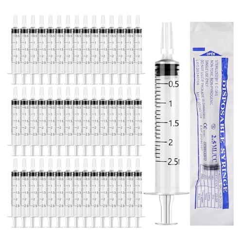 Syringes 2 ml Pack of 60 Individually Packed Colostrum Syringe Sterile Breast Feeding Set Food Syringe with Lid for Newborn Pets Plant Watering Laboratory Hygienic