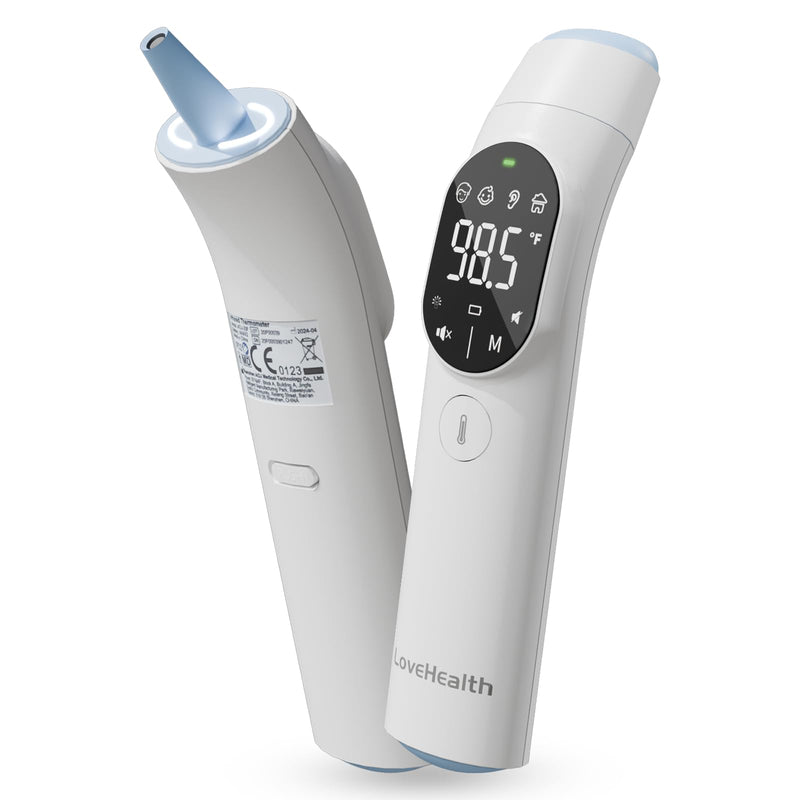 [Australia - AusPower] - Digital Thermometer of Forehead and Ear - Fever Alarm, 1 Second Reading, Magnetic Cover, LED Probe Light, 40 Readings Memory, HD LED Screen, Medical Thermometer for Babies Kids and Adults 