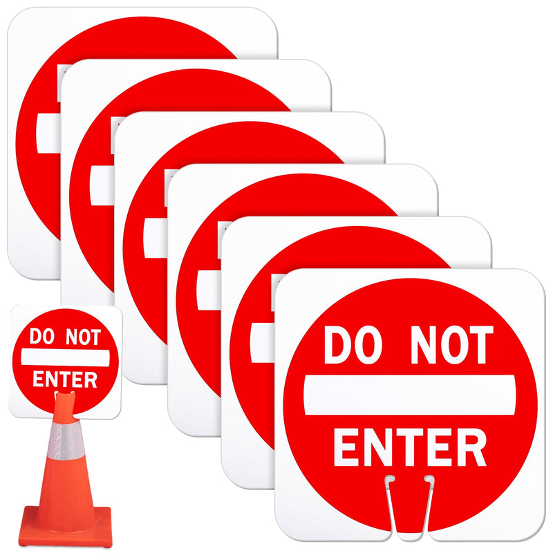 Geetery 6 Pcs Do Not Enter Cone Traffic Sign 12 x 12 Inches Warning Sign Red and White Double Sided for Street Road Barricade Outdoor Weather Resistant Construction