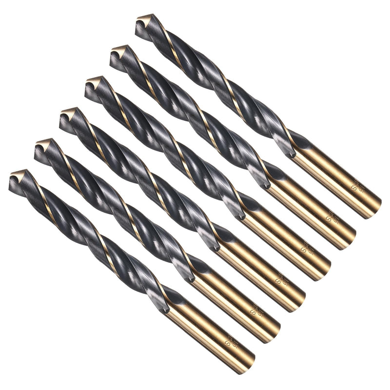 METALLIXITY Drill Bit (13mm) 6pcs, 4341 High-Speed Steel Straight Shank 118° Black and Gold Finish for Copper Aluminum Wood Plastic Medium Hard Metal 13mm 6