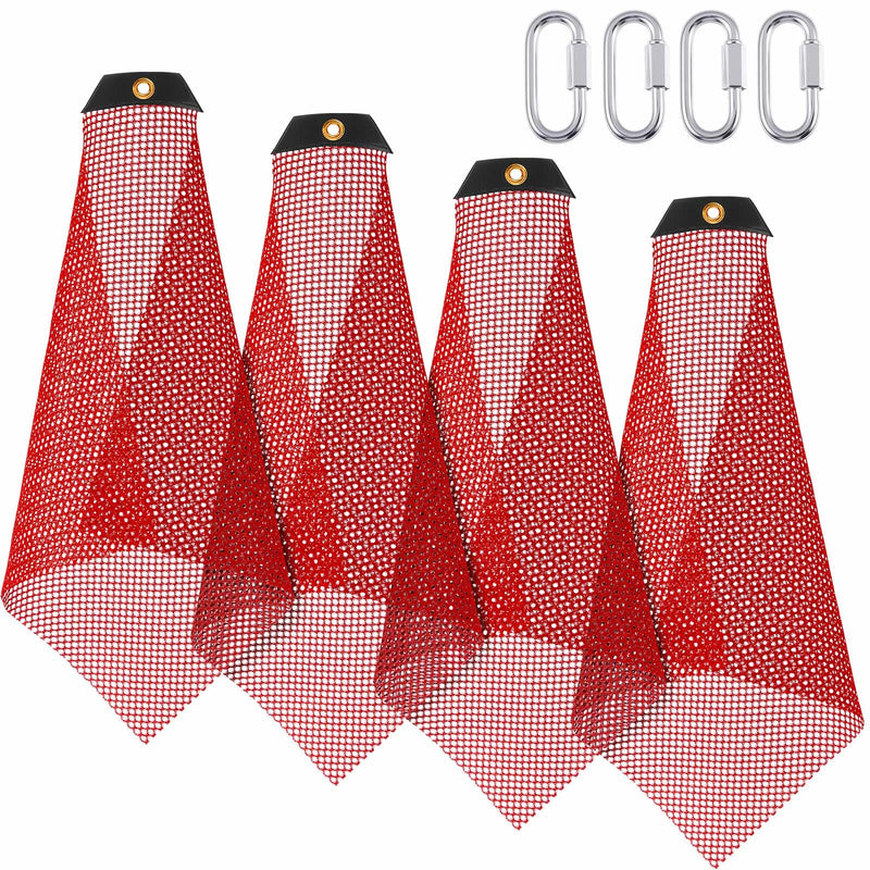 [Australia - AusPower] - 4 Sets Safety Warning Flag Red Mesh Safety Flag with Quick Link 18" x 18" for Truck Loads(Single Corner) Single Corner 